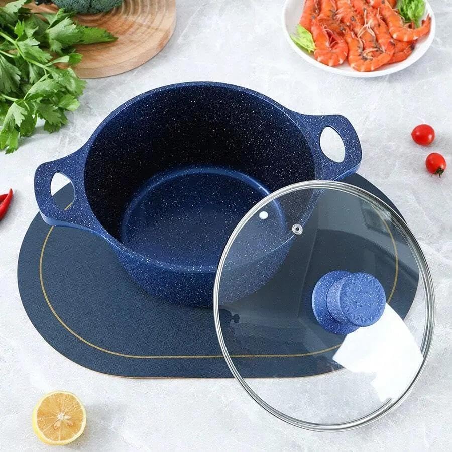 ダイヤモンドパターン両手鍋 青