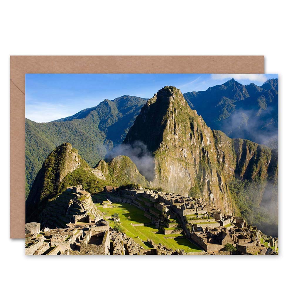 Wee Blue Coo PHOTOGRAPH LANDMARK MACHU PICCHU RUINS BLANK GREETINGS BIRTHDAY CARD
