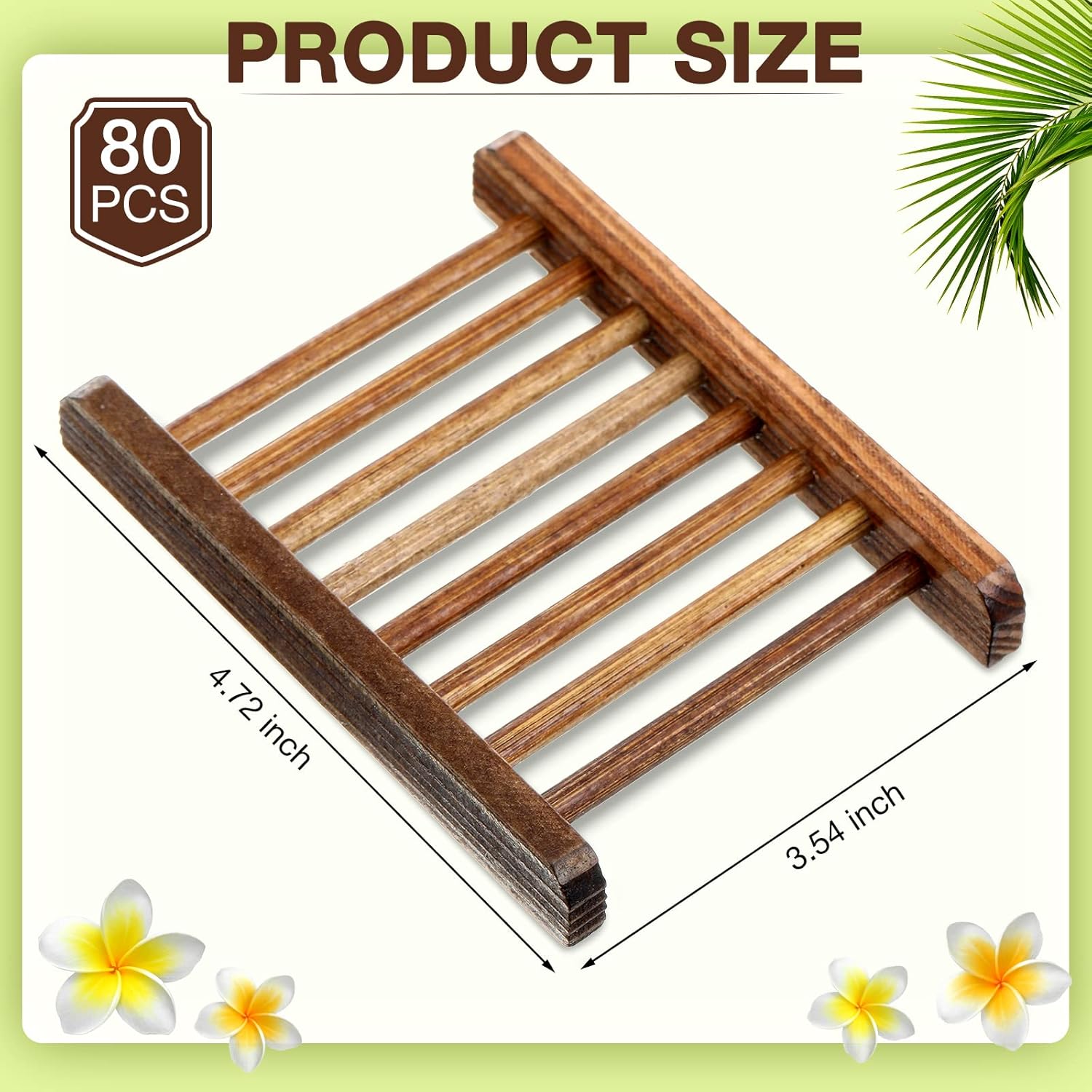 Bamboo Soap Dish Holder Wood Soap Tray Saver Wooden Hand Craft Case for Shower Rectangular Bathtub Shower Dish Accessories Soap for Home Bathroom Kitchen Hotel Soaps Sponges(80 Packs)