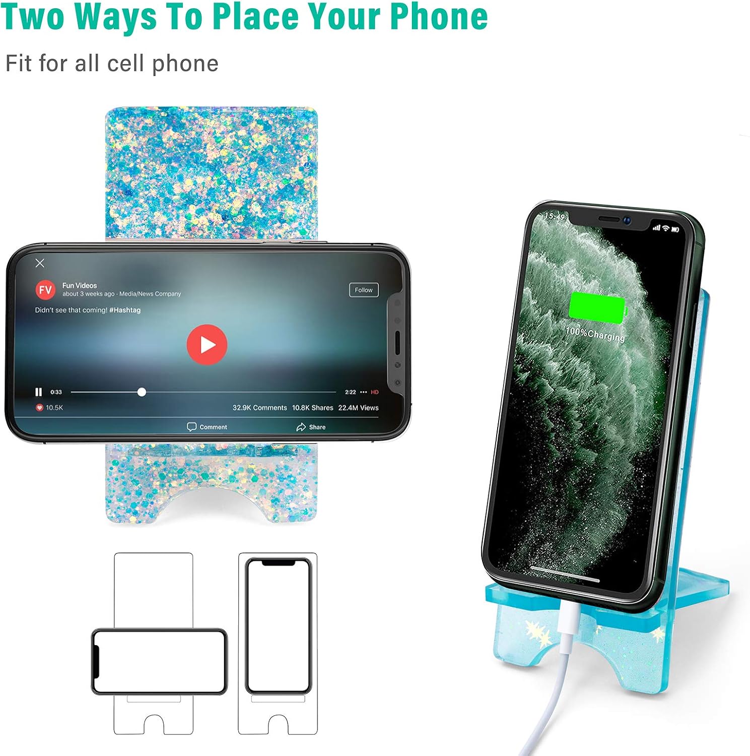 2 PCS Phone Holder Mold Phone Stand Mold for Resin Cell Phone Stand Mold for DIY Craft Shiny Matte No Scratches Durable Easy Demold (6.7 x 3.3 in）