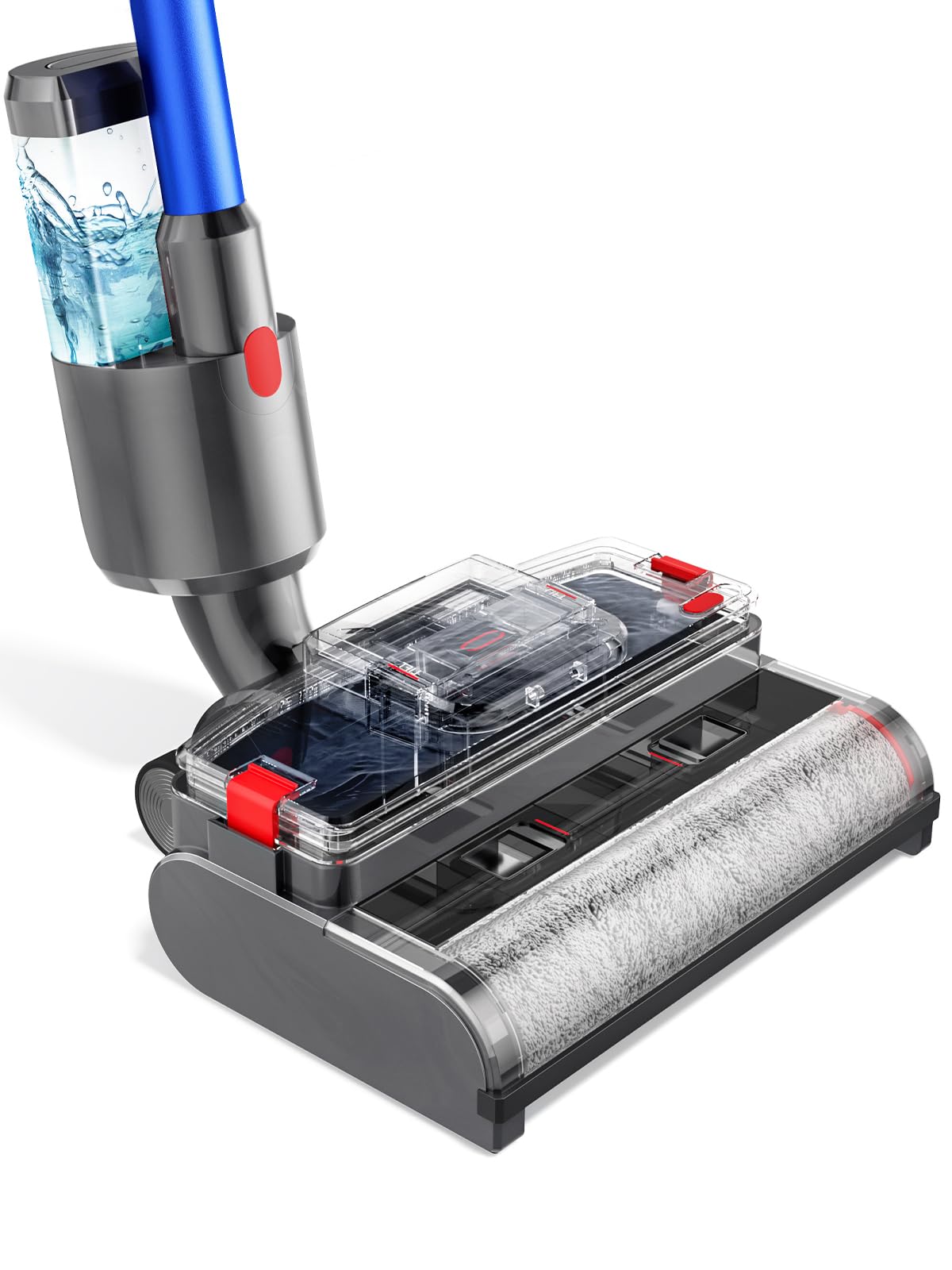 Cepillo limpiador compatible con aspiradoras Dyson V7/V8/V10/V11/V15, 2 en 1, fregona eléctrica con depósito de agua limpio y sucio, al mismo tiempo aspirar y limpiar, negro