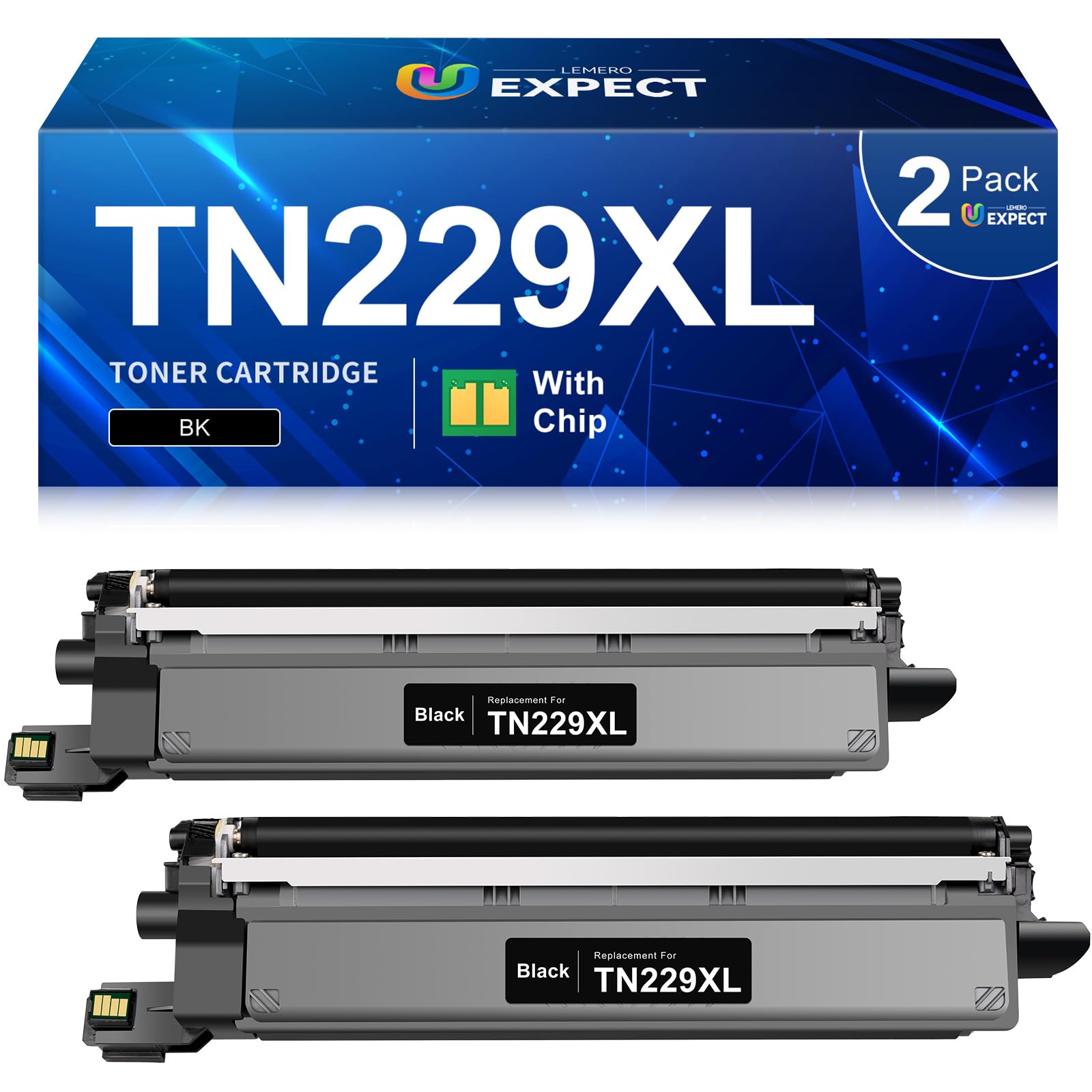 TN229XL TN229 Black High Yield Toner Cartridges Compatible Replacement for Brother TN229XL TN229 TN229XLBK Toner for HL-L3280CDW MFC-L3780CDW MFC-L3720DW HL-L3300CDW HL-L3220CDW Printer, 2 Pack