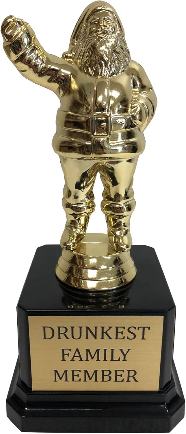 Trophy Outlet Custom Trophies | Christmas Santa Drunkest Family Award Trophy | Customizable Funny Trophies