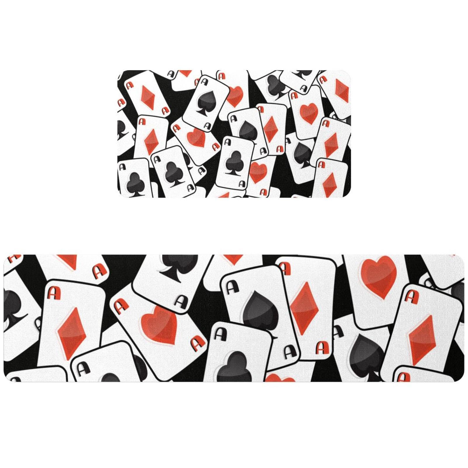 Tapis de cuisine lot de 2 motif cartes antidérapant et absorbant lavable pour couloir