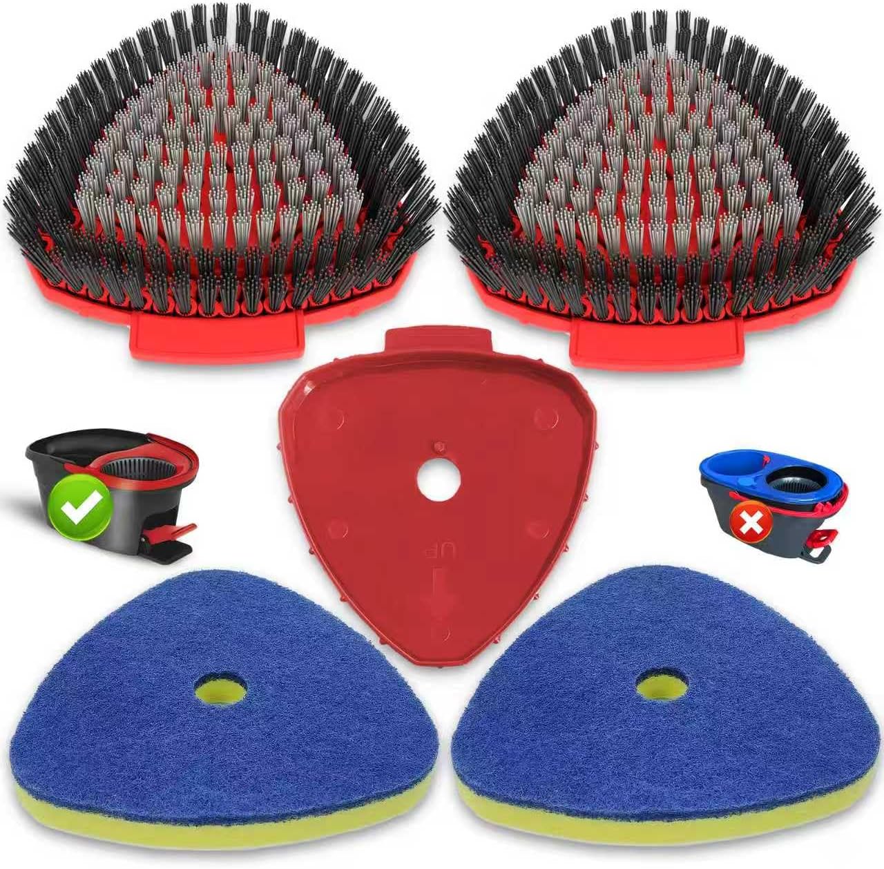 Spin Mop Replacement Head Compatible with O Cedar EasyWring 1 Tank,Scrubber Heads,Scrub Brush Attachment for Bathroom,Kitchen and Various of Hard Floors