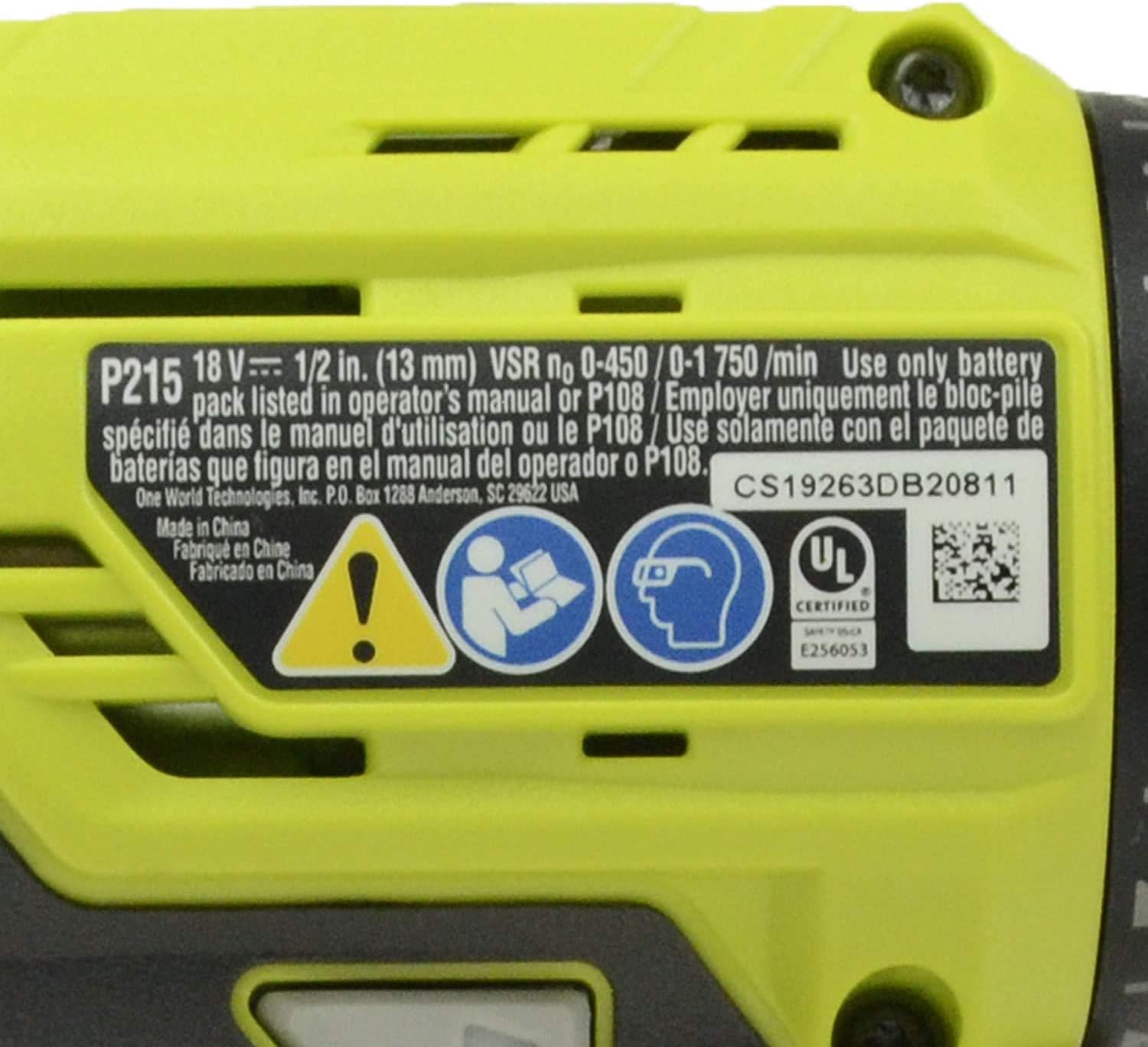 2 Pack of Ryobi P215 18-Volt 1/2-in Drill Driver (Bare tool) (No Retail Packaging)