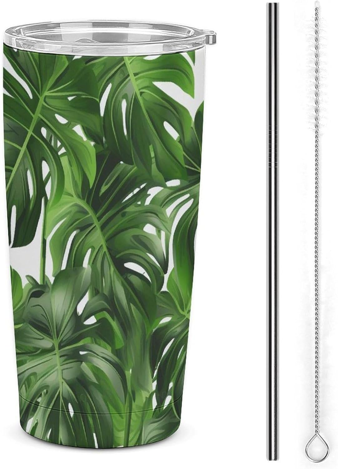 Stainless Steel Tumbler Insulated Monstera Deliciosa Banana Palm Printed Insulated Cup for Travel Reusable Car Cup