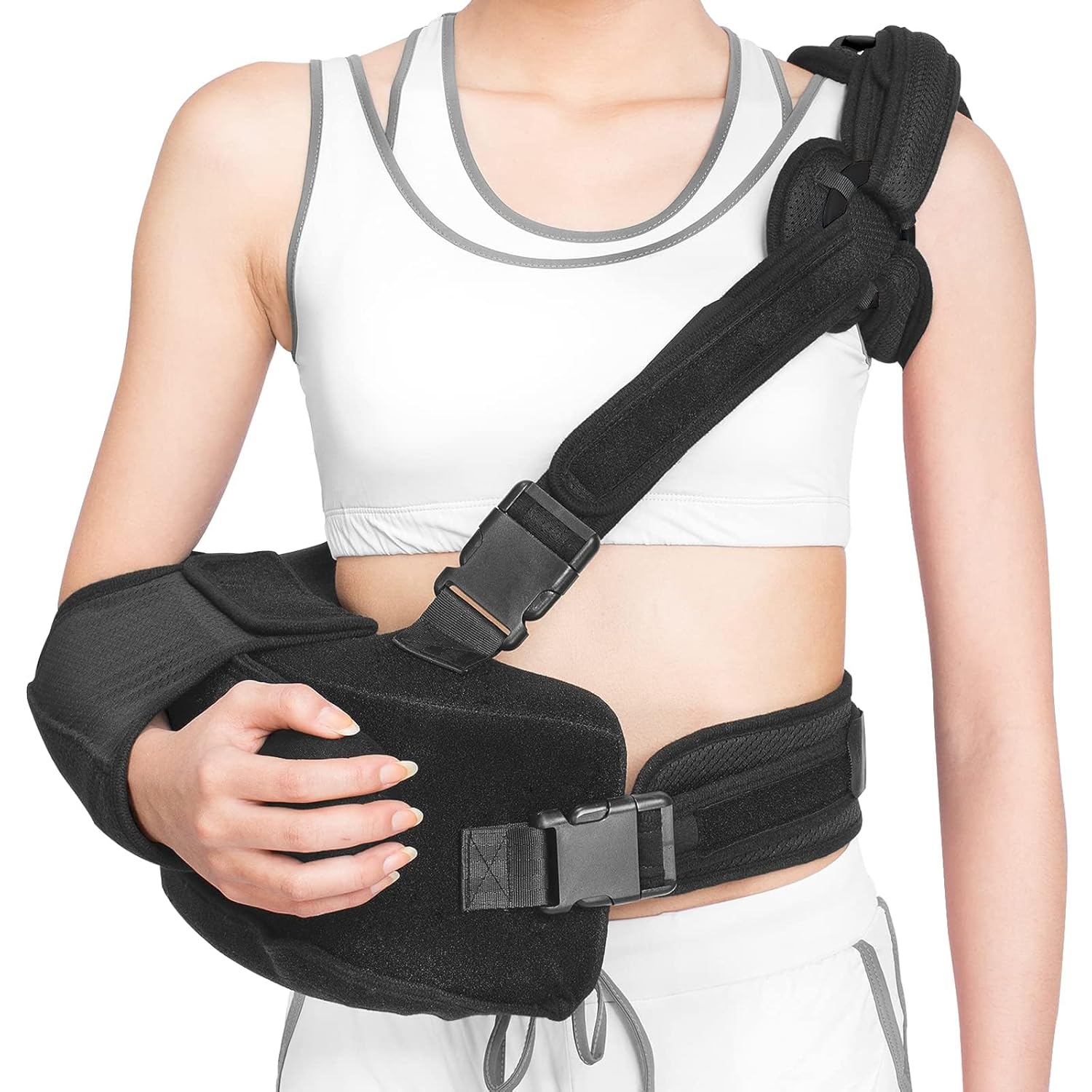 Shoulder Sling with Abduction Pillow, Abducted Shoulder Immobilizer for Rotator Cuff, Sublexion, Surgery, Dislocated and Broken Arm, Arm Sling Shoulders Immobilizer for Left & Right (Right)