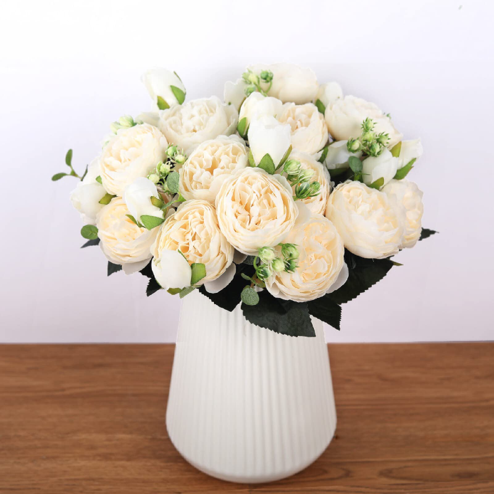 Roses Artificielles Vintage En Soie - 7 Bourgeons, 64 Cm - Pour Décoration Mariage, Maison, Boutique - Couleur Rose