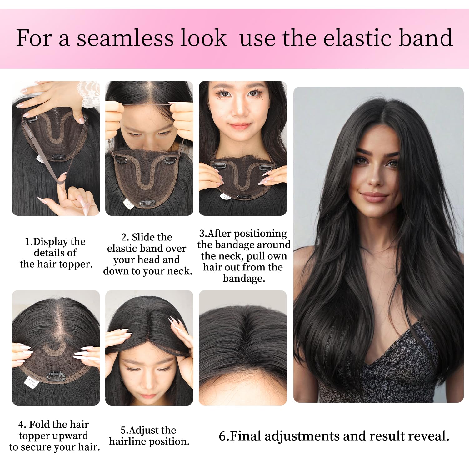 Isaic Synthetic Clip-In Hair Topper with Adjustable Band