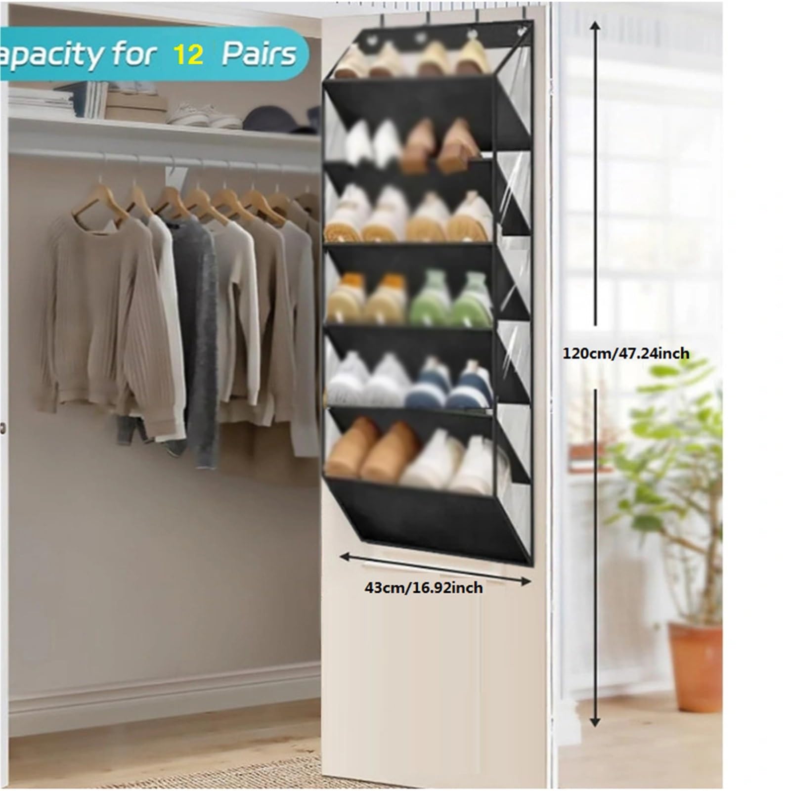 Almacenamiento Organizador de Zapatos sobre la Puerta, Zapatero Colgante Grande(10 Tier)