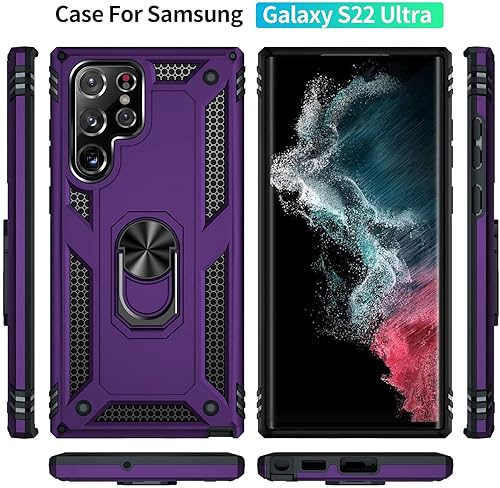 Miniatura 2 de ADDIT Funda de teléfono para Samsung Galaxy S22 Ultra Funda Samsung S22 Ultra, grado militar, resistente, con anillo de soporte, soporte magnético