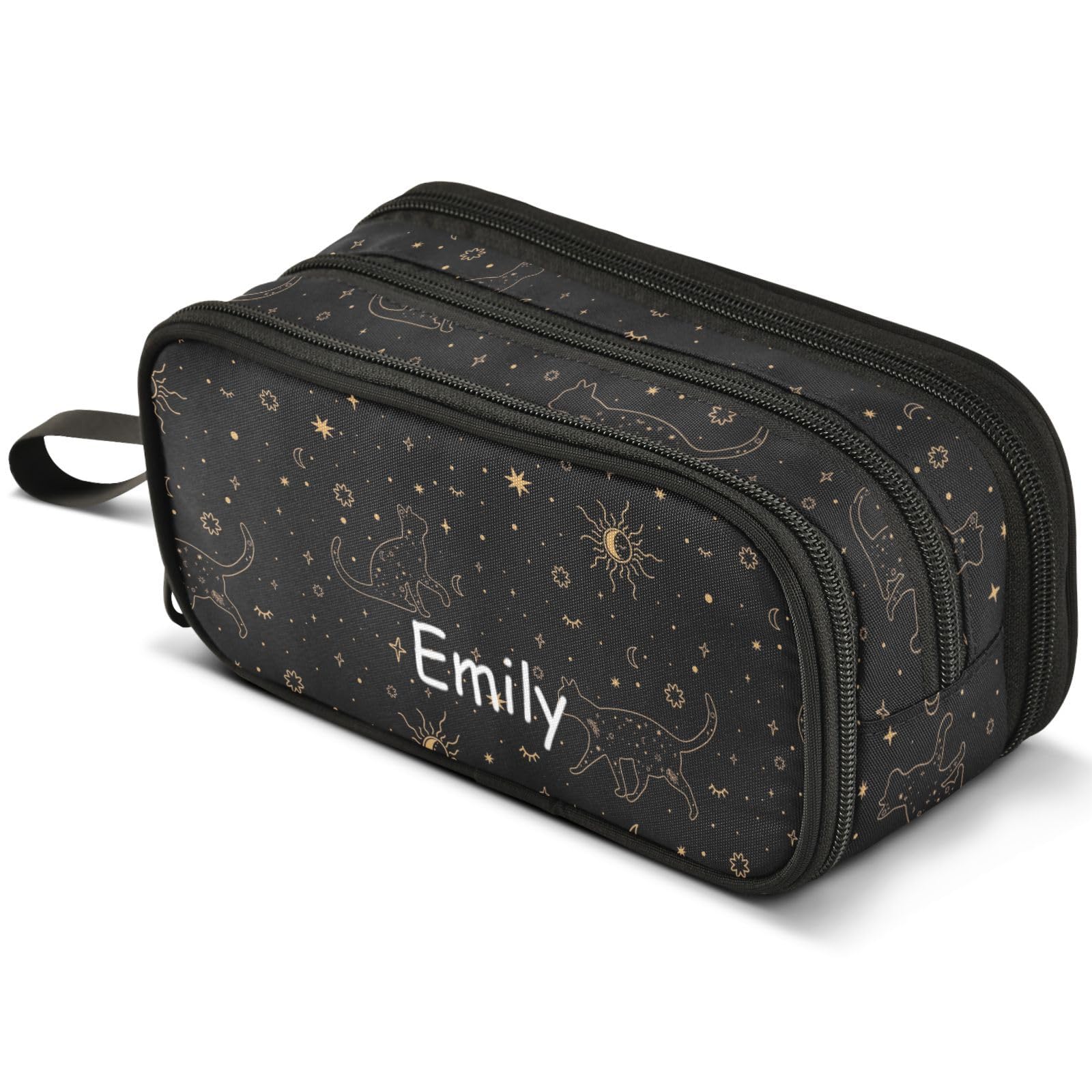 Mnsruu Personalized Pencil Case with Name Cats Pencil Case Large Capacity Pen Pouch Pencil Bag with 3 Compartments Pen Holder Organizer Stationery Bag