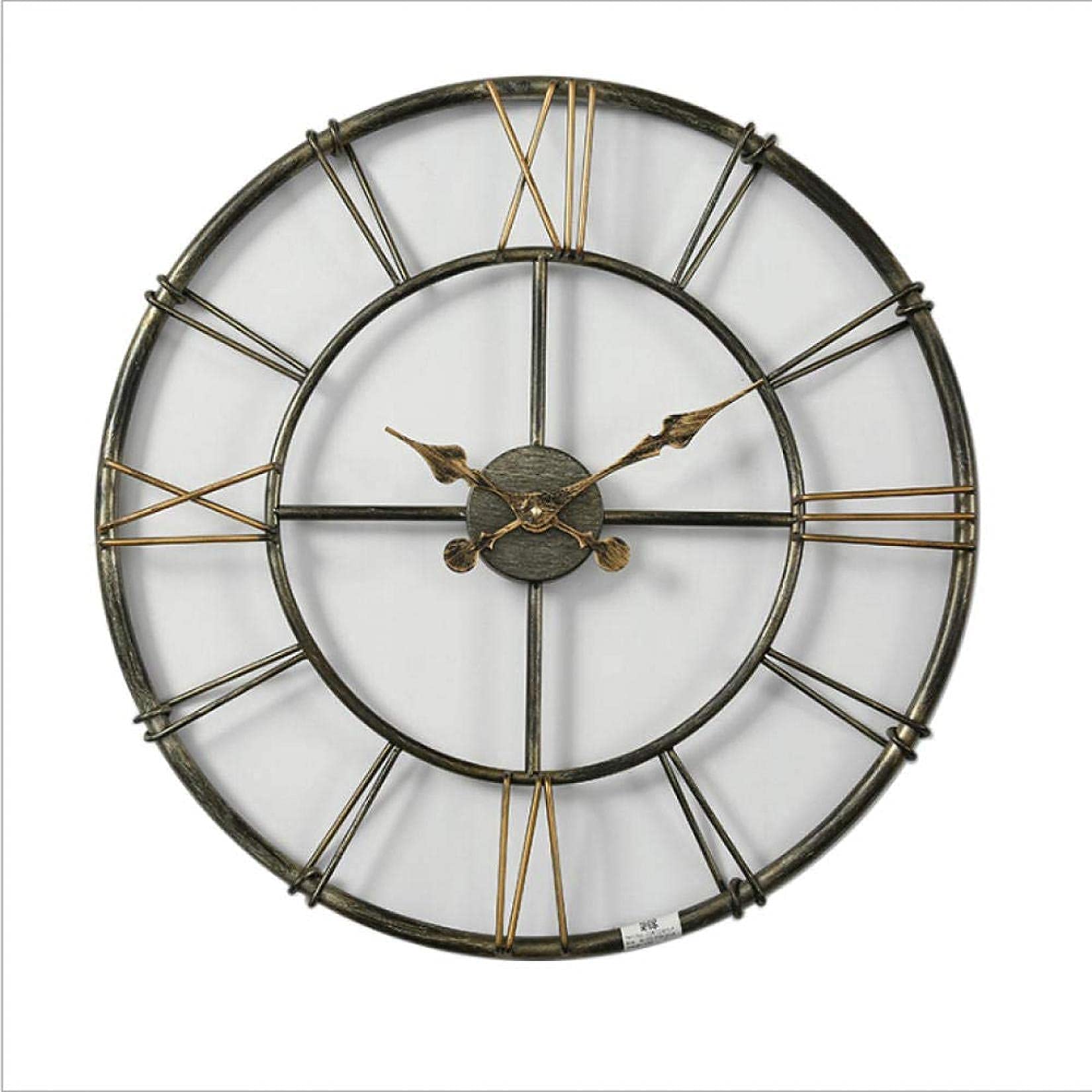 Grande horloge murale de jardin extérieur 40cm métal vintage avec grands chiffres romains