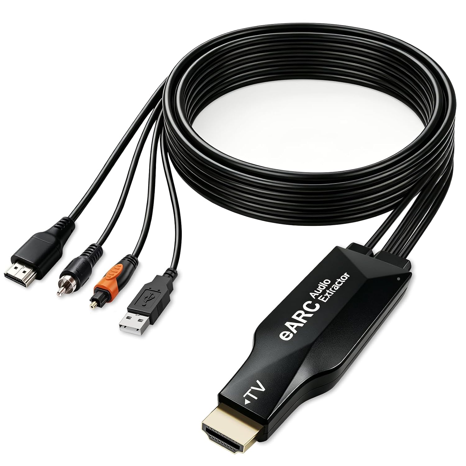 192 Khz HDMI ARC/eARC to HDMI Optical Coaxial Audio Converter Cable | 1.5 m/4.92 ft HDMI ARC/eARC Audio Extractor Cable for Soundbars Amplifiers and Speaker, Supports PCM 2.0, Dolby 5.1 & DTS 5.1