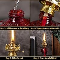 Vista 4 de 2 lámparas de aceite de cámara para uso en interiores, lámpara vintage de queroseno, linterna rústica de queroseno de huracán con mecha de fuego