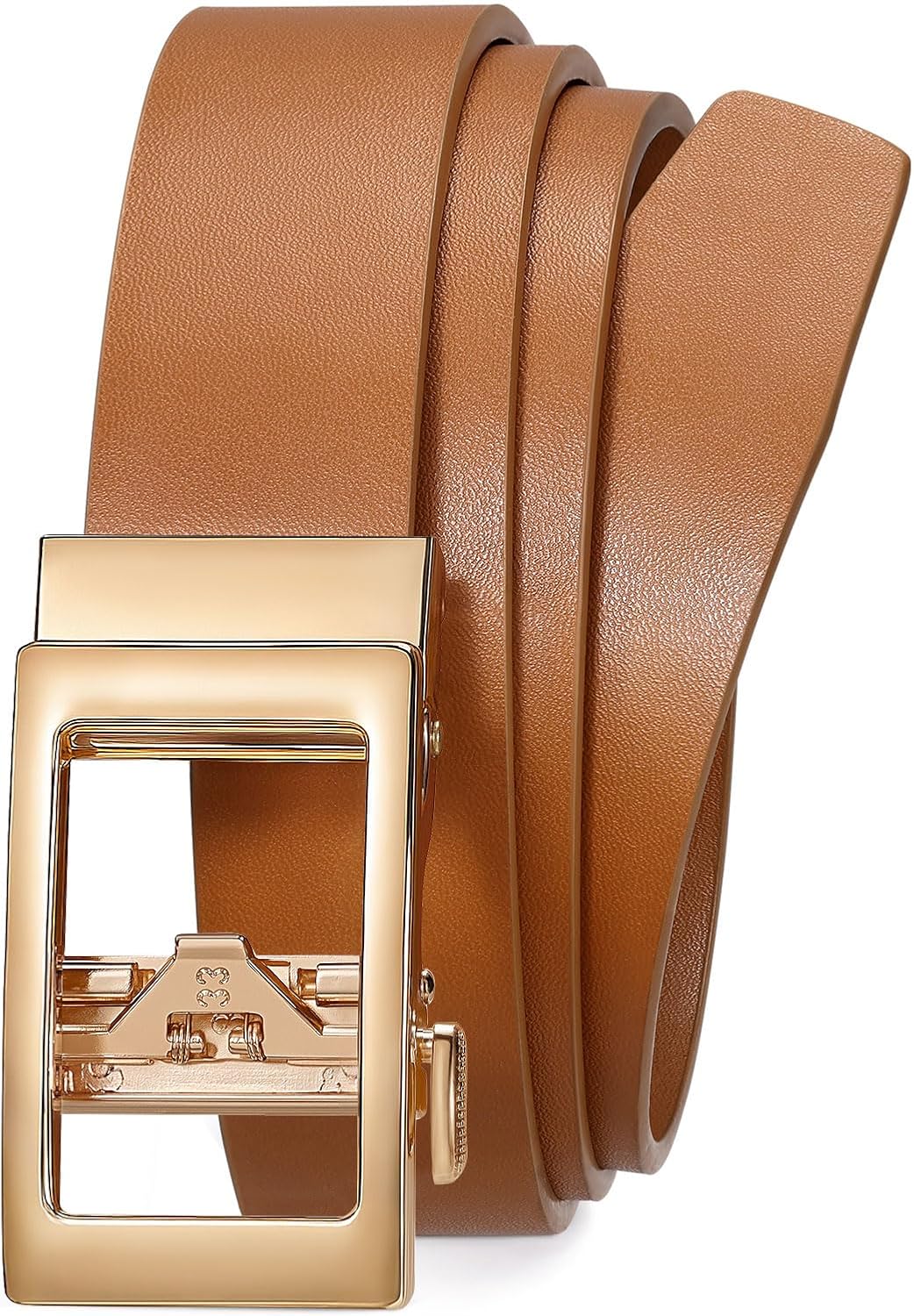 LEACOOLKEY Cintura da uomo, regolabile in pelle a cricchetto, 3,5 cm, con fibbia automatica da uomo, per jeans, A-Nero, 130cm,Fit waist size 35-43