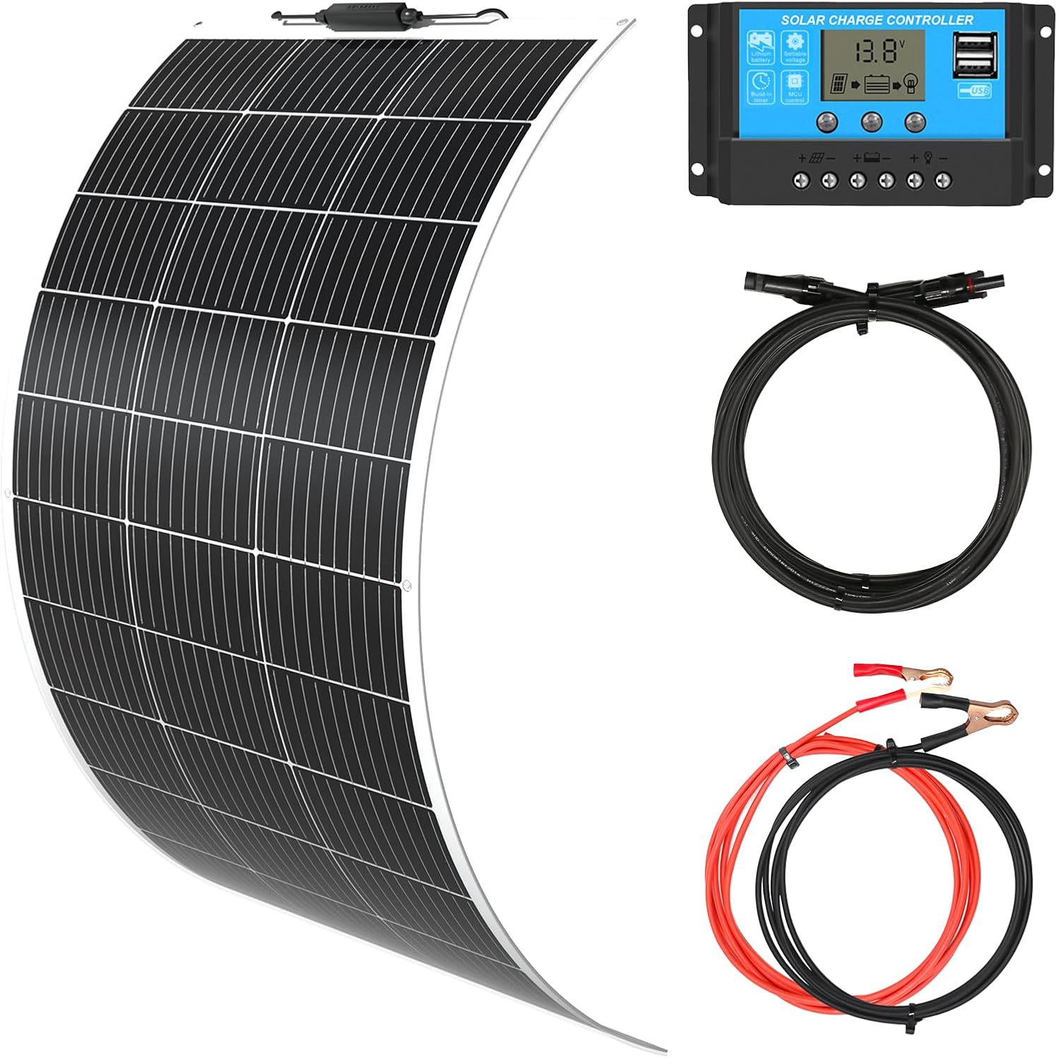 XINPUGUANG 100W 12V Flexible Monocristalino + Regulador 10A
