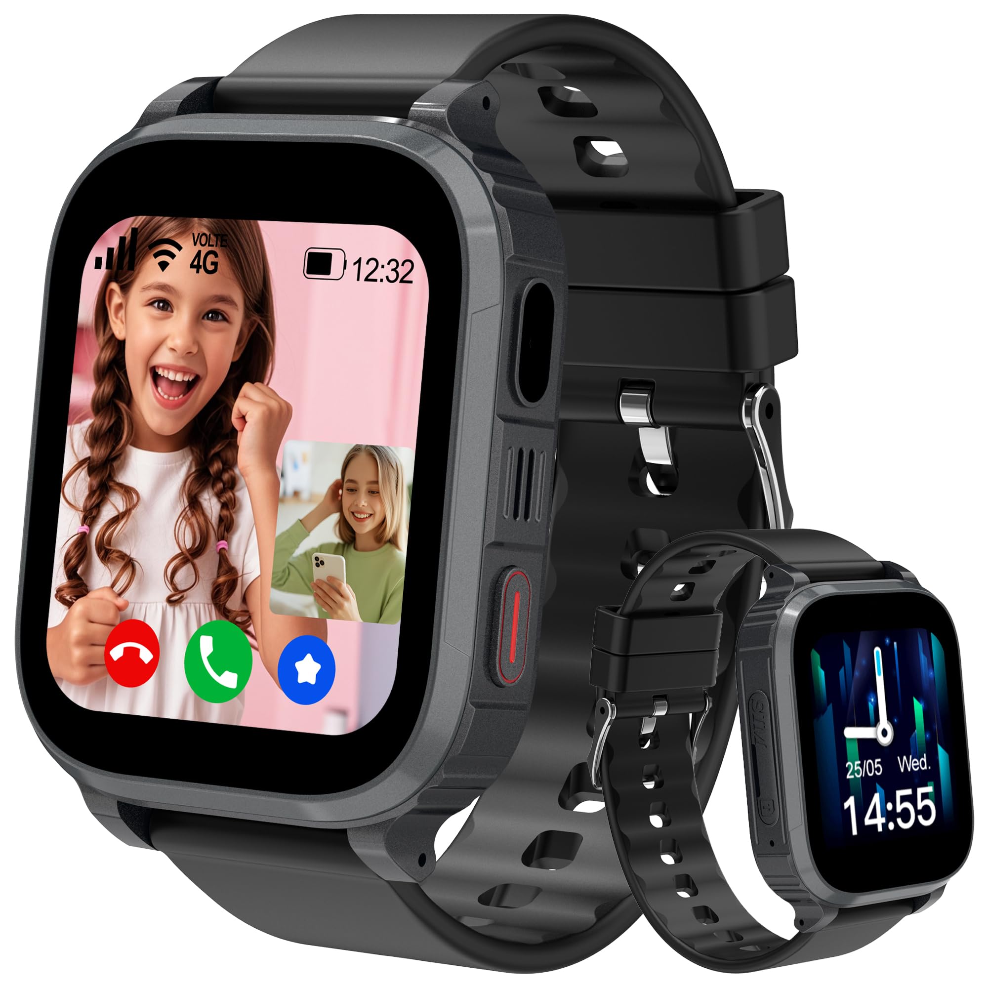 4G Reloj Inteligente Niño, Smartwatch Niños con GPS y Llamadas Teléfono Videollamada SOS Chat de Voz Modo Clase Juego IP68 Despertador, Reloj Niños con GPS y Llamadas Regalo Cumpleaños Niño Niña