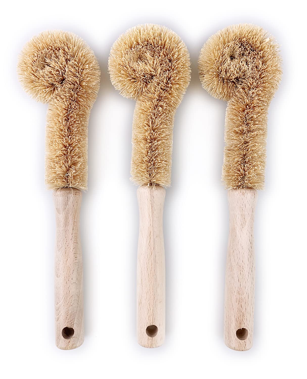 Brosse à pot et bouteille en bois lot de 3 brosses de cuisine