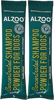 ALZOO Concentrated Shampoo Powder for Dogs, Specially Formulated for Dogs with Sensitive Skin, 100% Plant-Based Active Ingredients, Vanilla Fragrance, Pack of 2