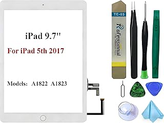 Dedia White Touch Screen Replacement for iPad 5 2017 9.7 inch, A1822 A1823 Digitizer Glass Assembly with Home Button + Tool kit