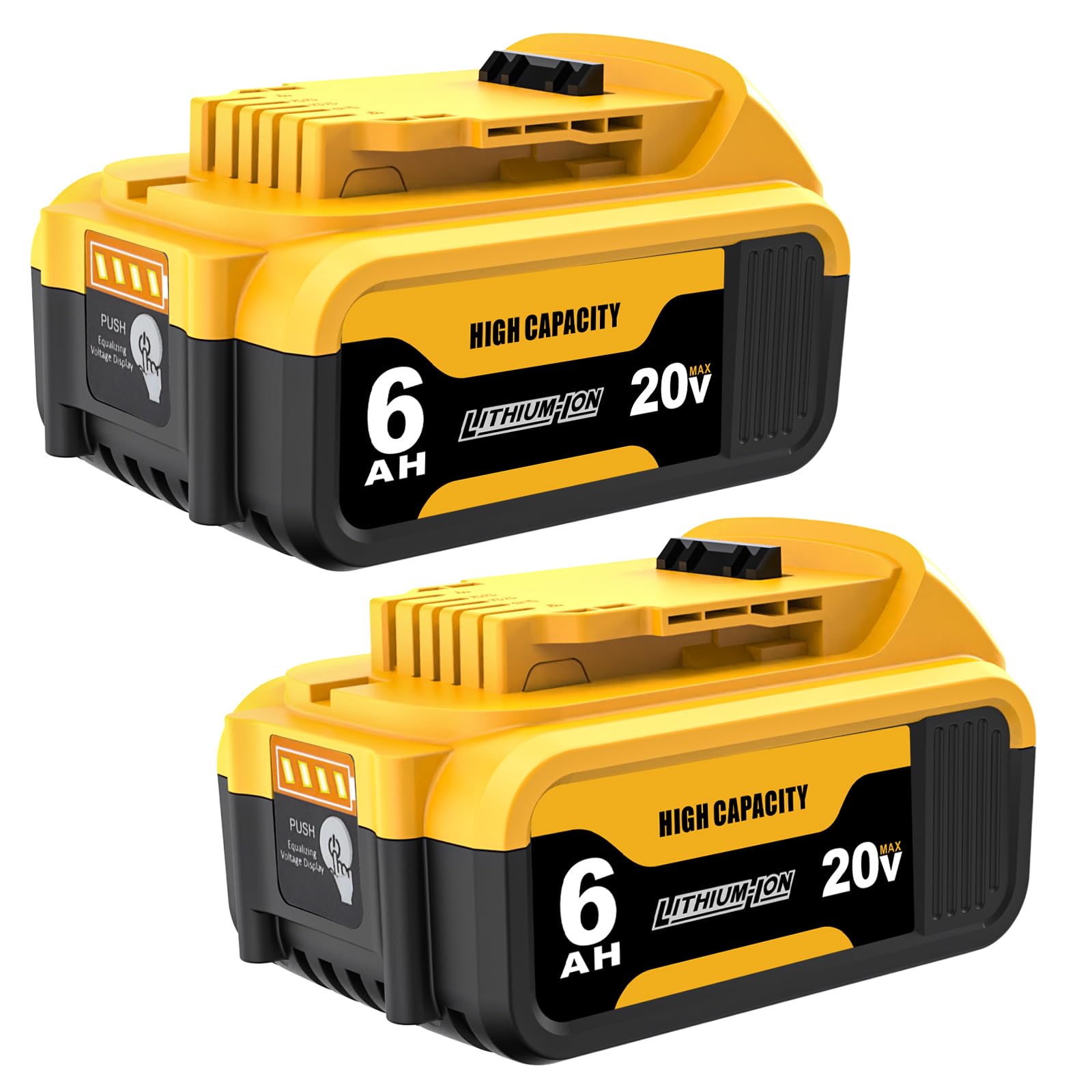 Xinriga 2Pack 20V 6.0Ah Battery Replacement for Dewalt 20V Max Lithium Batteries Compatible with Dewalt DCB200 DCB201 DCB206 DCB204 DCB205 DCB207 Cordless Tools