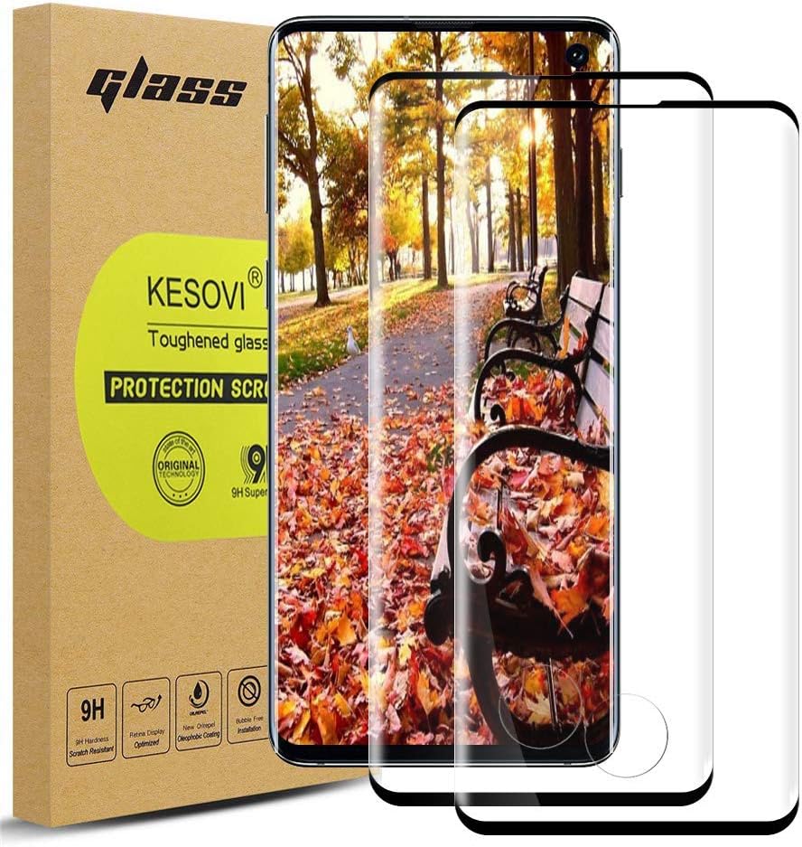 KESOVI Tempered Glass for Samsung Galaxy S10 Plus, 3D Full Coverage - [Compatible with in-display fingerprint sensor] [9H Hardness] Screen Protector for Samsung S10 Plus