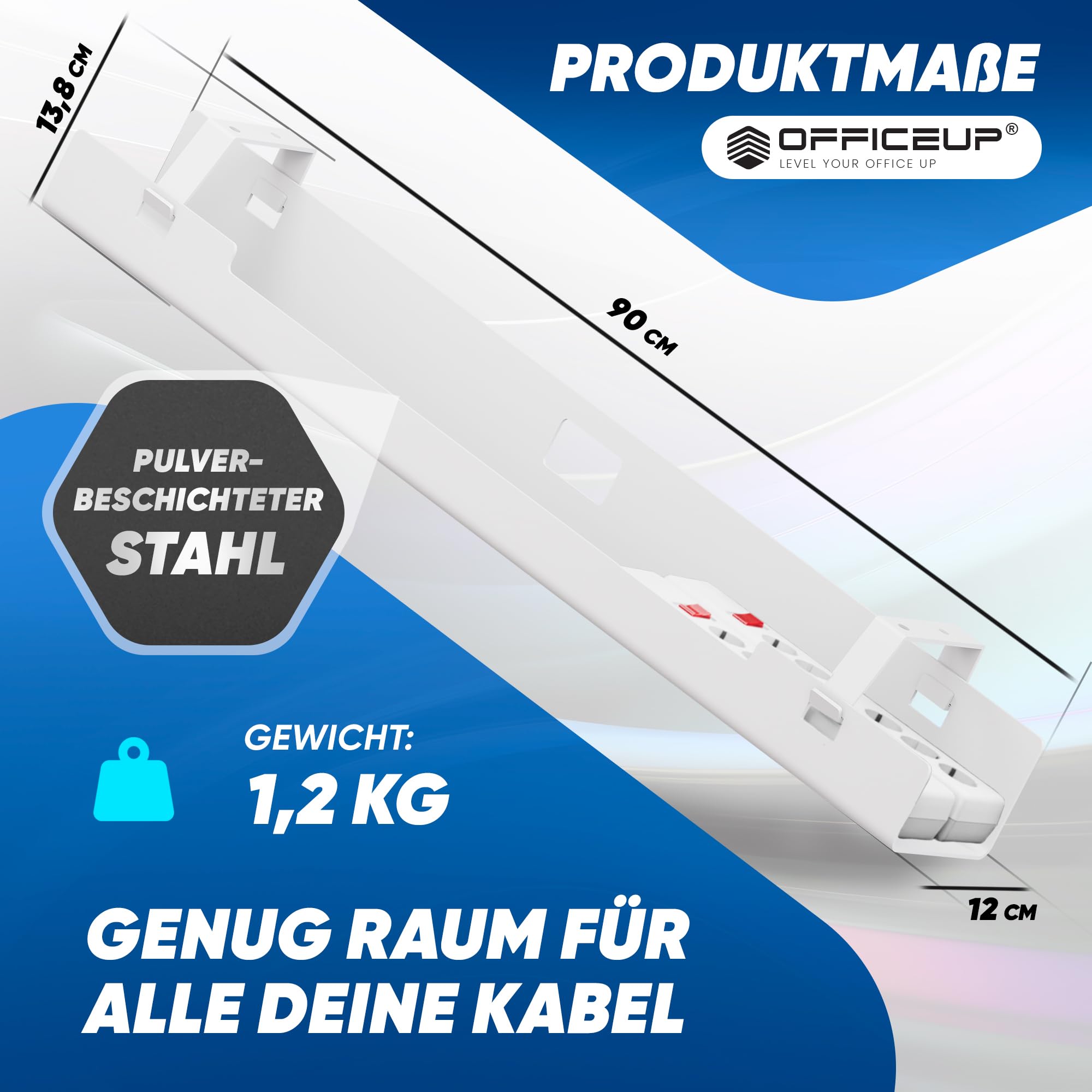 KABELKANAL XXL Schreibtisch - Kabelmanagement [Komplett Set] - Cable Management - Kabelhalter [Abnehmbar] - Kabelwanne - Jetzt erhältlich