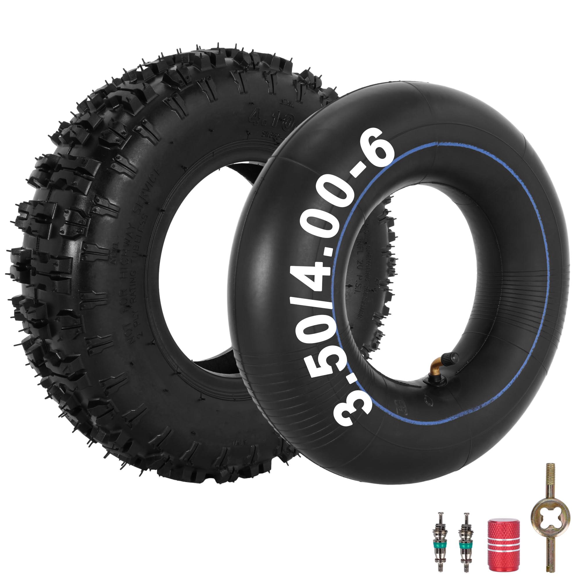 RUTU 4.10-6 4.10/3.50-6 Inch Tire and Inner Tube for 4 Wheelers ATV Quad