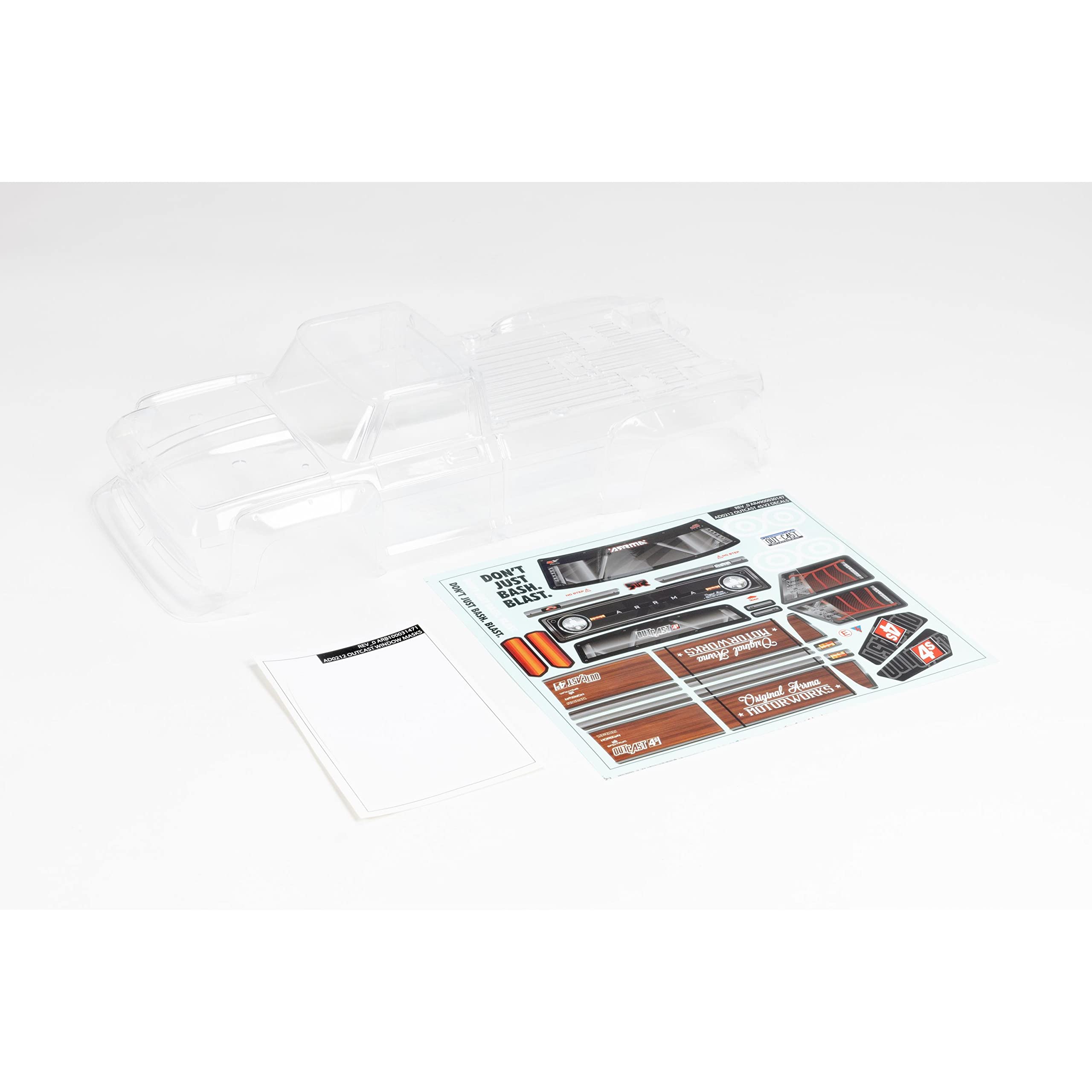 Carrosserie ARRMA OUTCAST 4X4 4S transparente pour remplacer une coque de truck cassée