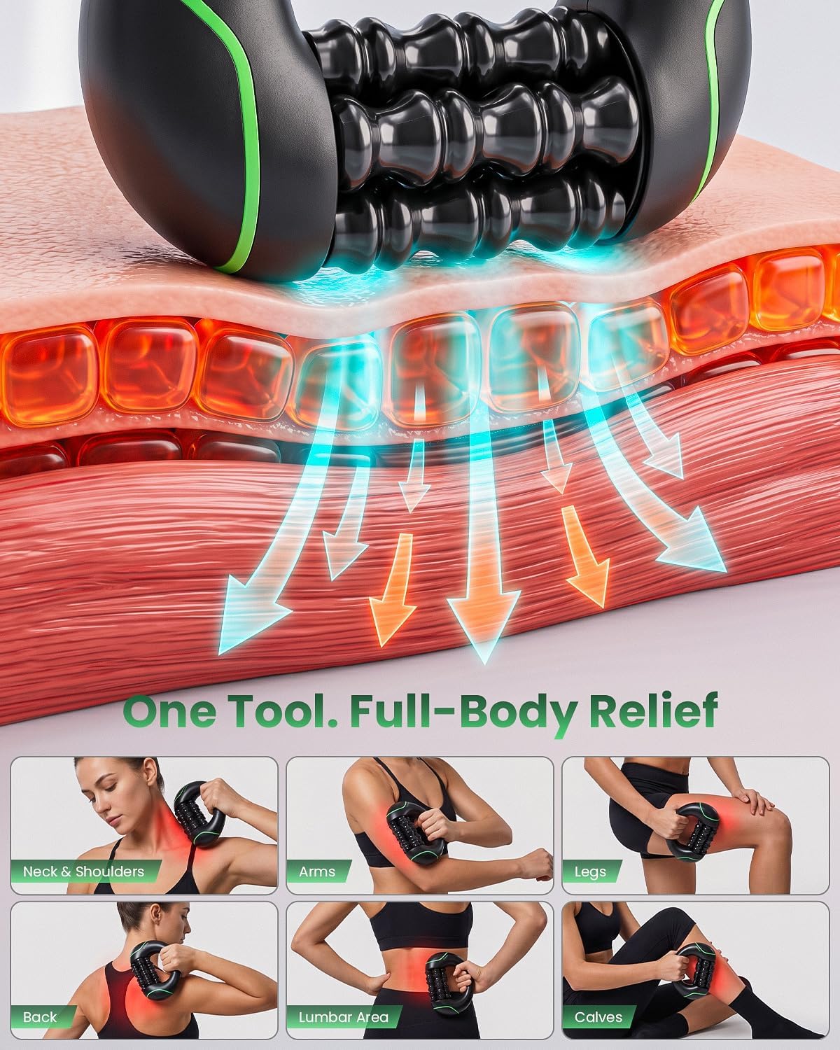 Electric Handheld Massage Roller for Muscle Recovery