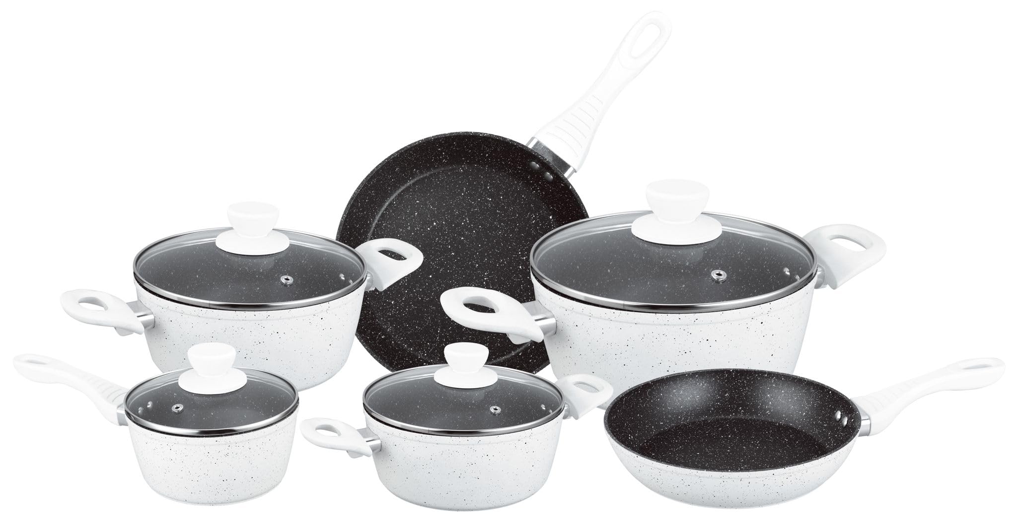 Arthur Martin AM1502 15-delige pannenset - afneembare handgreep met houteffect - alle