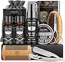 Isner Mile Beard Grooming Kit for Men Care: with Beard Wash - Oil - Balm - Brush - Comb & Straight Razor, Mens Birthday Christmas Stocking Stuffers Valentines Day Gifts for Him Boyfriend Dad Husband