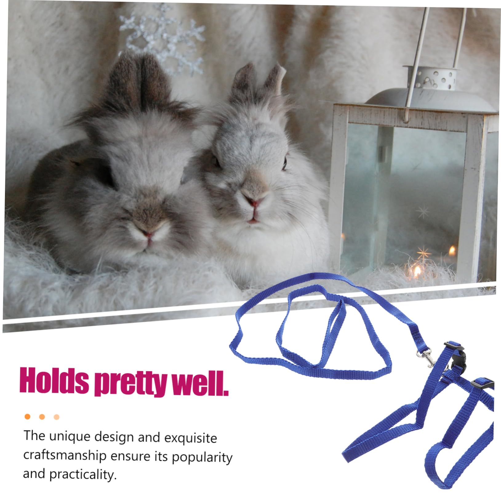 COLLBATH Rabbit Collar Harness Leash Lead Soft Comfortable for Rabbits Durable Small Bell