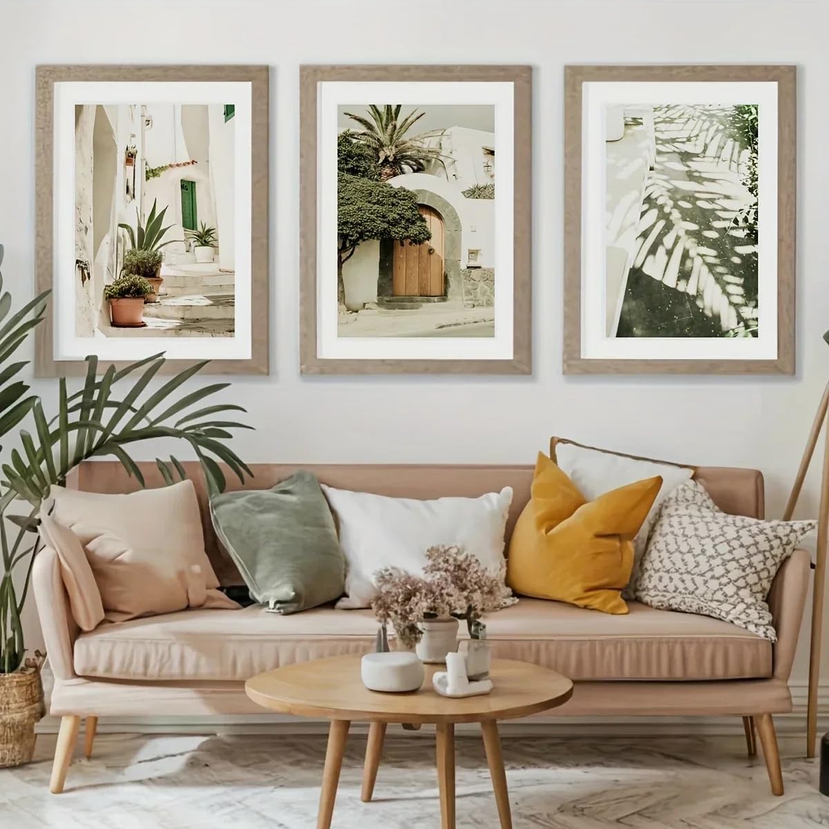 Dittelle Stampe su tela di paesaggi mediterranei, poster con fotografie di viaggio in stile rustico, per giardino e città, decorazioni murali per la casa (50x70cmx3/senza cornice)