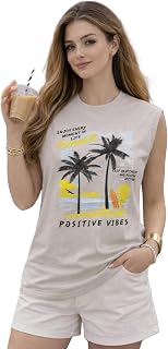 Mack Jonney Women’s Printed Cotton Sleeveless Vest | Round Neckt-Shirt| Casual Gym Tank Top-M.J8299 Price In India