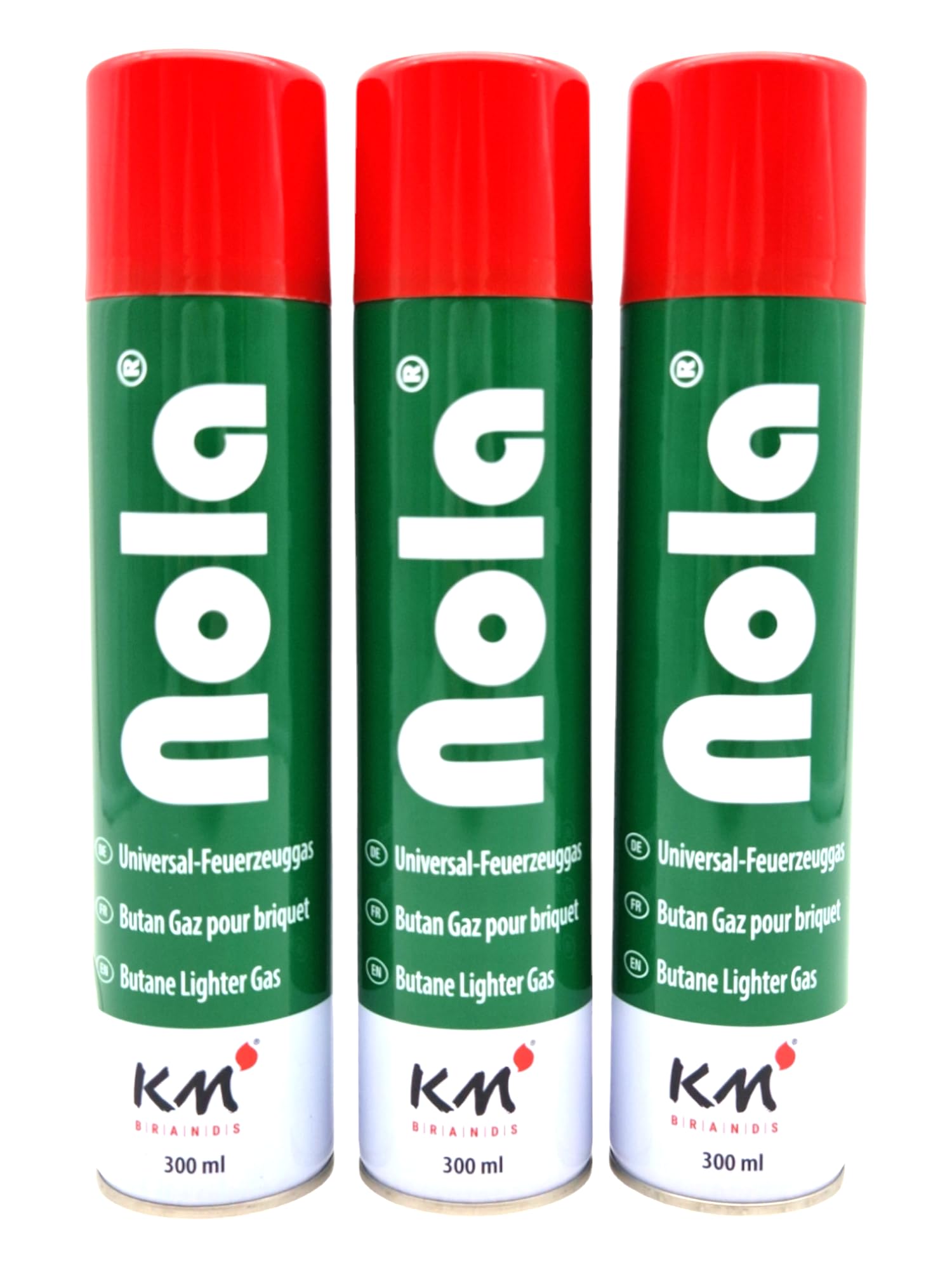 NOLA Zestaw 3 wkładów gazowych butanowych 300 ML z adapterem 5 w 1, czysty gaz europejski do zapalniczek, palników kuchennych, pieców kempingowych i innych, łącznie 900 ml