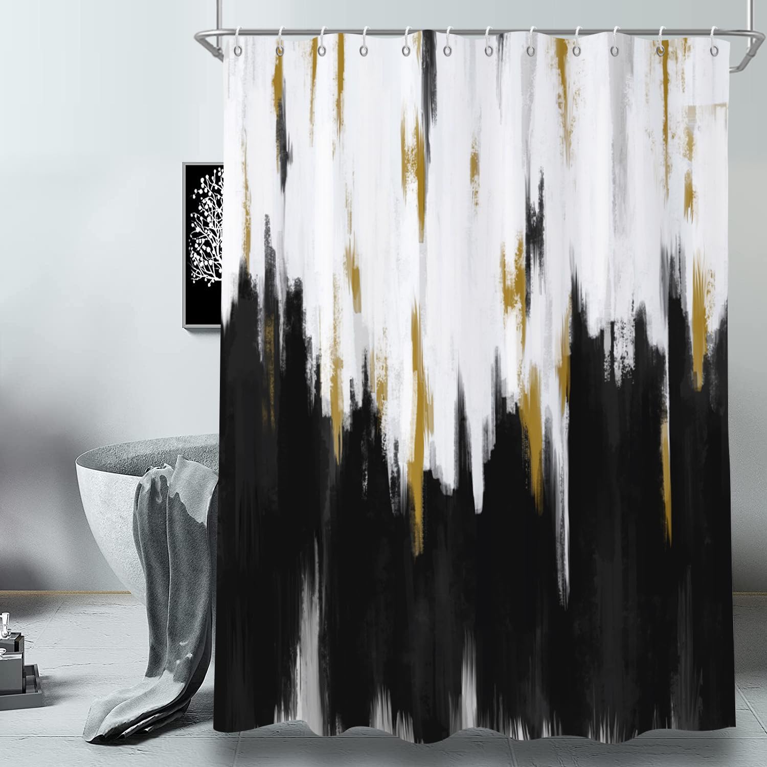 Rideau de douche 180x240cm noir et blanc graffiti imperméable