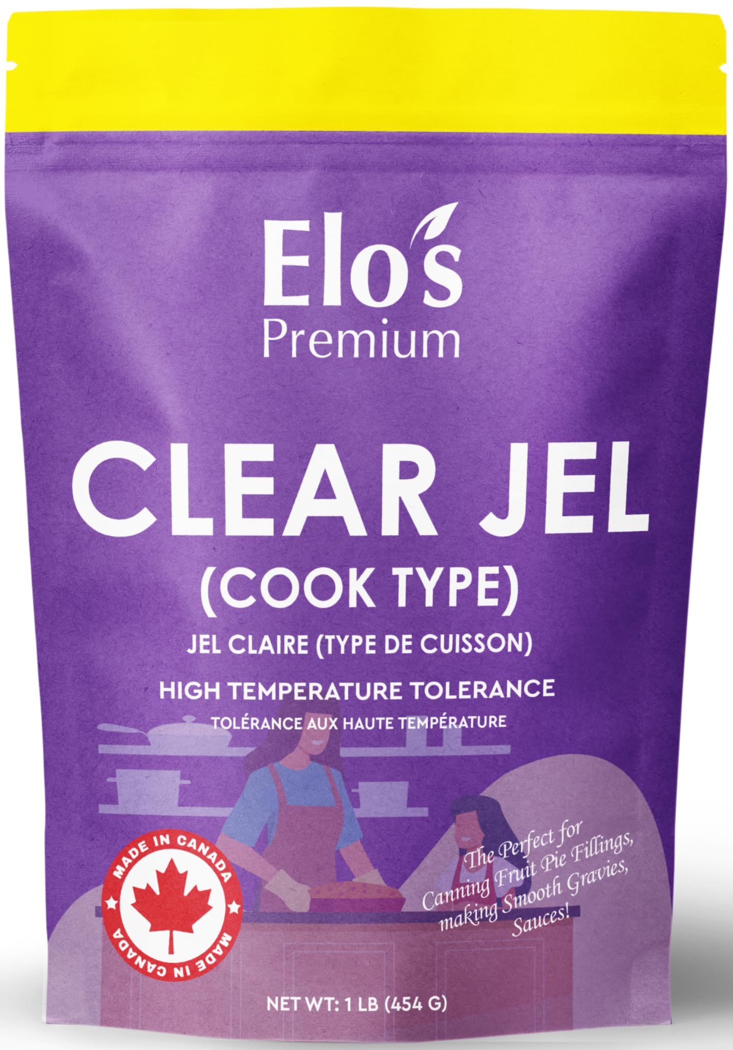 Clear Jel (1lb ) by Elo's Premium| 100% Food Grade Clear Jel Powder| Packaged in Canada| Used As Emulsifying Agent and Thickener| Pure, Non-GMO, And Gluten Free| Great For Candy, Drinks, Pie Filling and More
