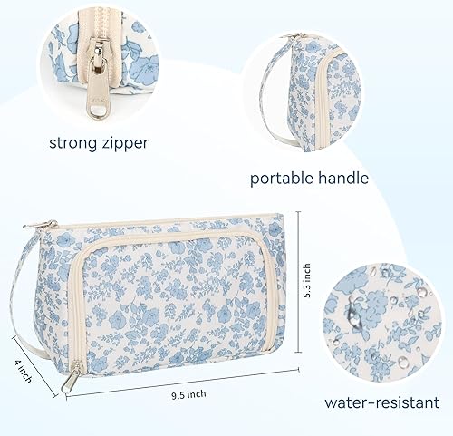 Miniatura 3 de Pequeña bolsa de maquillaje, bolsa de maquillaje de viaje, estuche organizador de cosméticos florales para mujer, bonita bolsa de aseo con asa