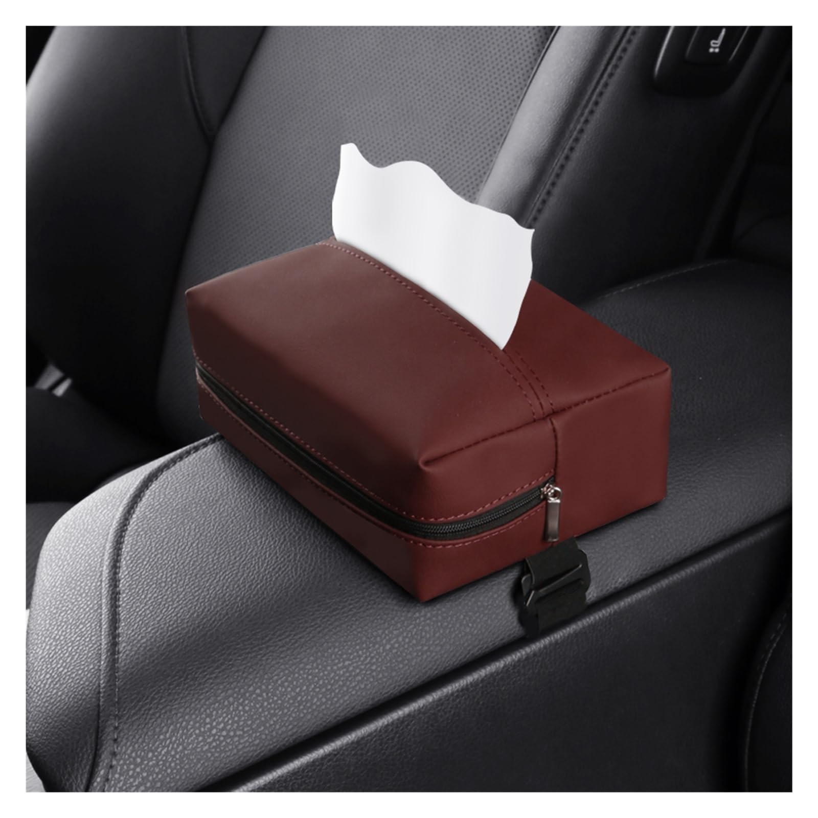 Car Interior Car Tissue Holder, Sun Visor Box, Universal For Visors, Center Armrests And Seat Backs(Red)