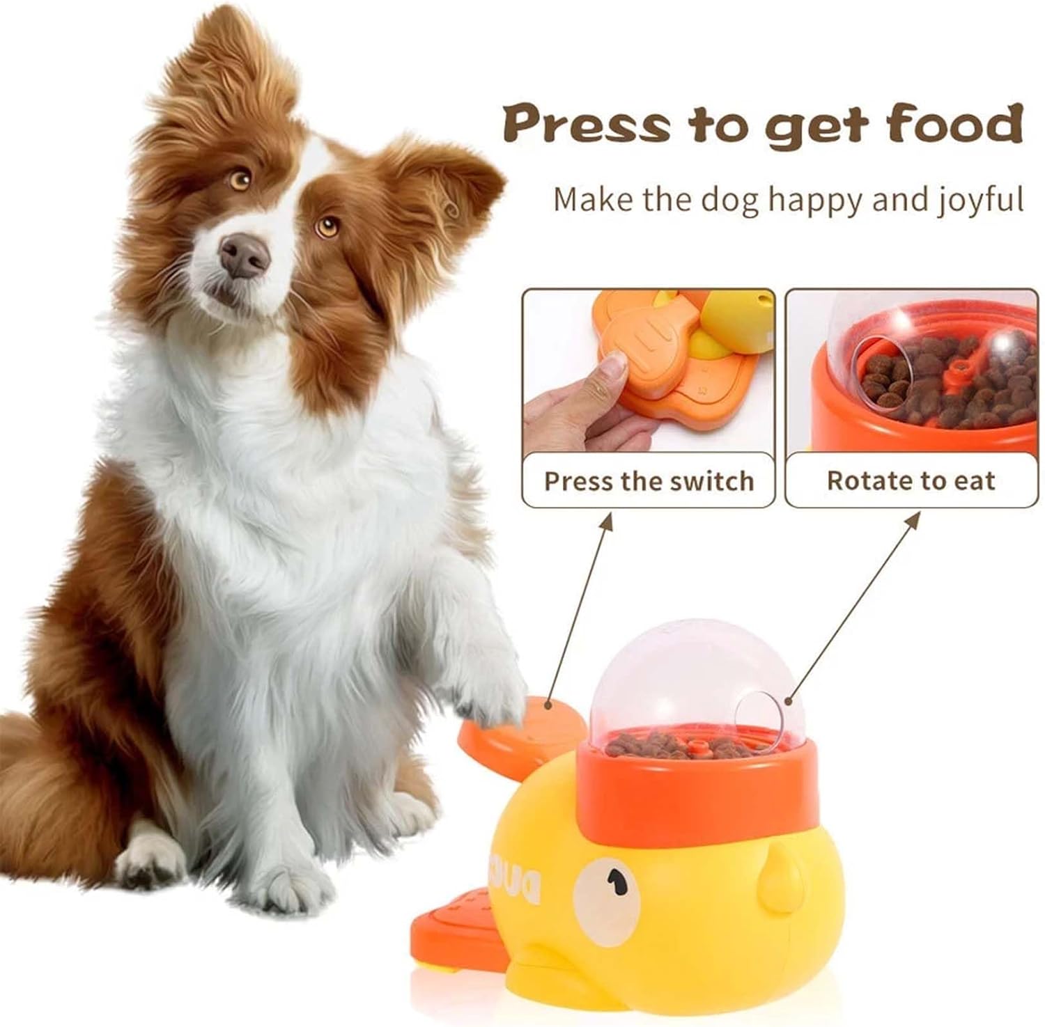 Dog Feeder Puzzle Toy Duck, Interactive Dog Treat Dispenser Toy, 2-in-1 Dogs Puzzle Feeder for Dogs & Cats, Slow Feeders for Training, Indoor/Outdoor Interactive Play (2Pcs A)