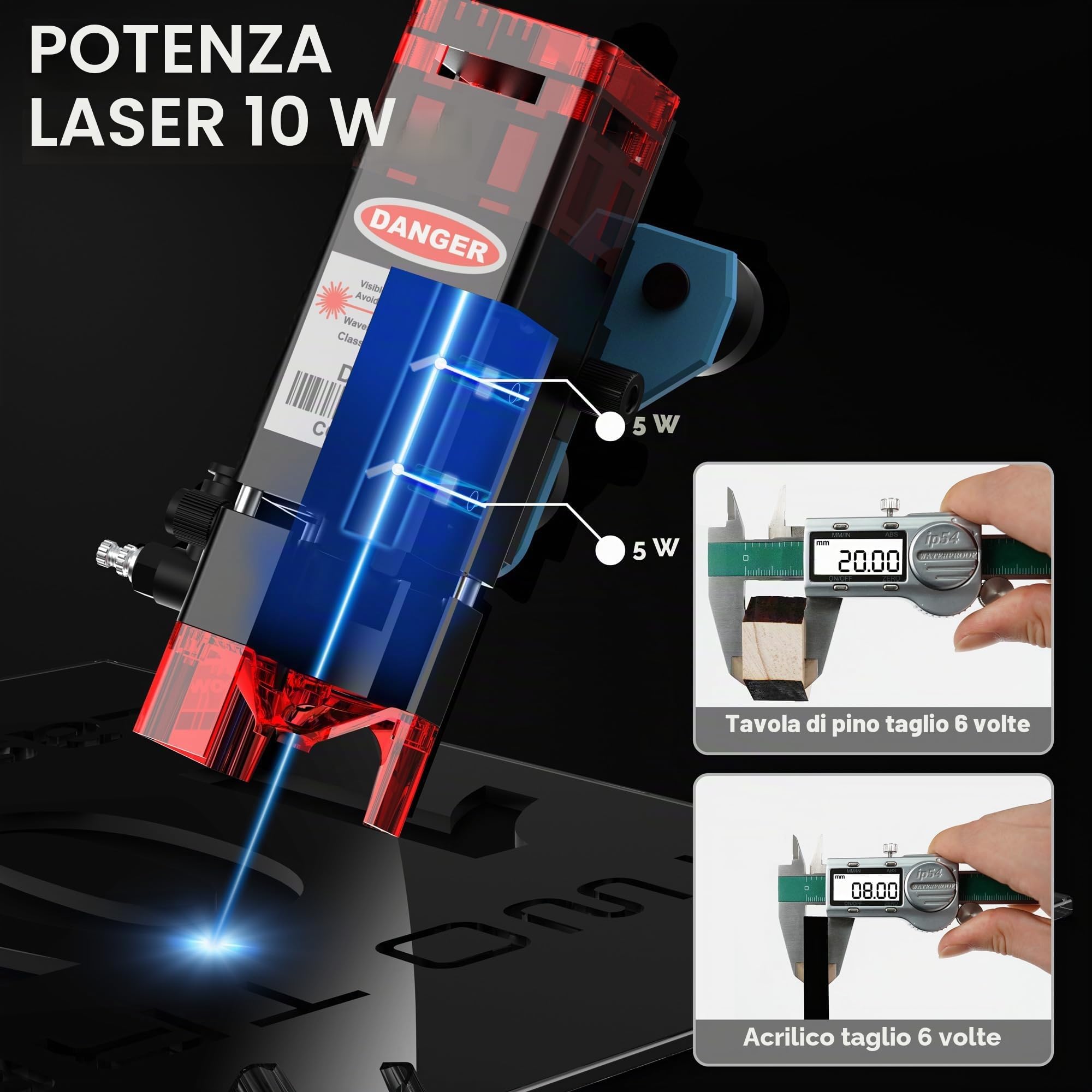 Twotrees TTS-10 PRO 10W Macchina per incisione laser Strumento per incisione a taglio laser Macchina per incisione per legno metallo alluminio vetro pelle