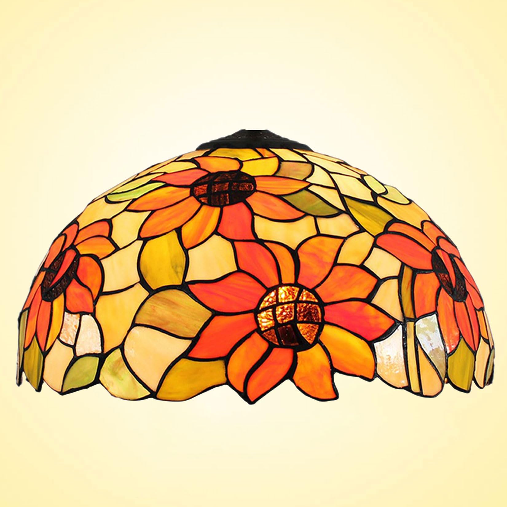 Tiffany Style Stained Glass Lampshade Replacement Only Sunflower Lamp Shade Vintage Light Cover Accessories for Table Lamps, Pendant Lights, Ceiling Light, Floor Lights, Desk Lamp,16inch