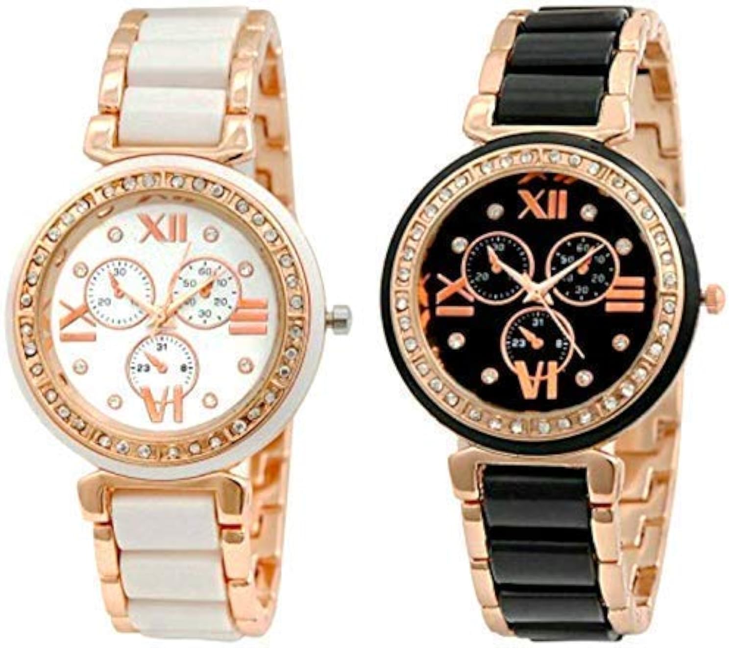 Lalas Enterprise Analogue Black & White Dial Combo Of 2 Womens Watch - LALA-999 (B07DH84X19) Amazon Price History, Amazon Price Tracker