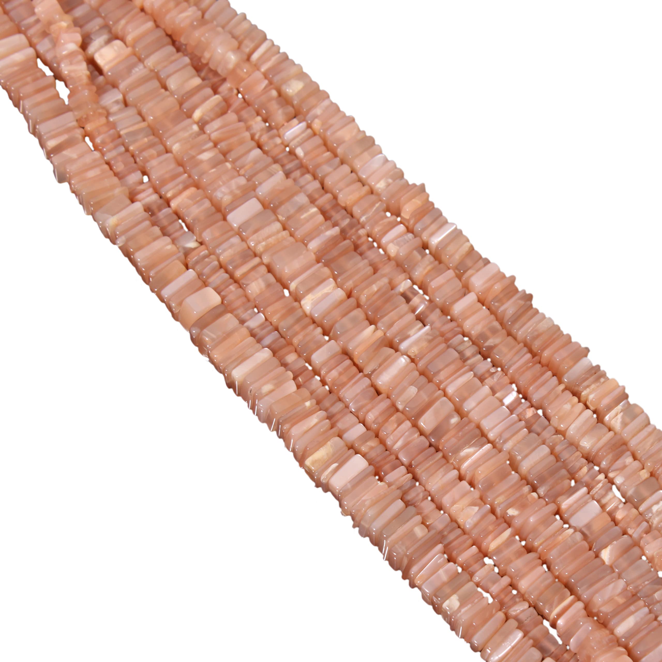 Gems Valley Peach Moonstone Square Heishi Beads, 5-7 mm Flat Square Gemstone Beads, 16 Inches Strand for Bracelet Making