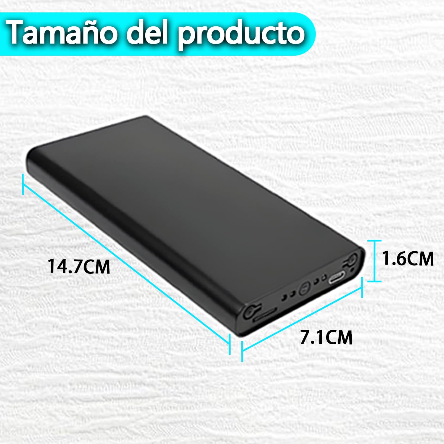 Caméra portable espion cachée, caméra de surveillance mini, caméra de sécurité chargeur portable 10 000 mAh 1080P Détection de mouvement - Vision nocturne automatique - Capteur de gravité