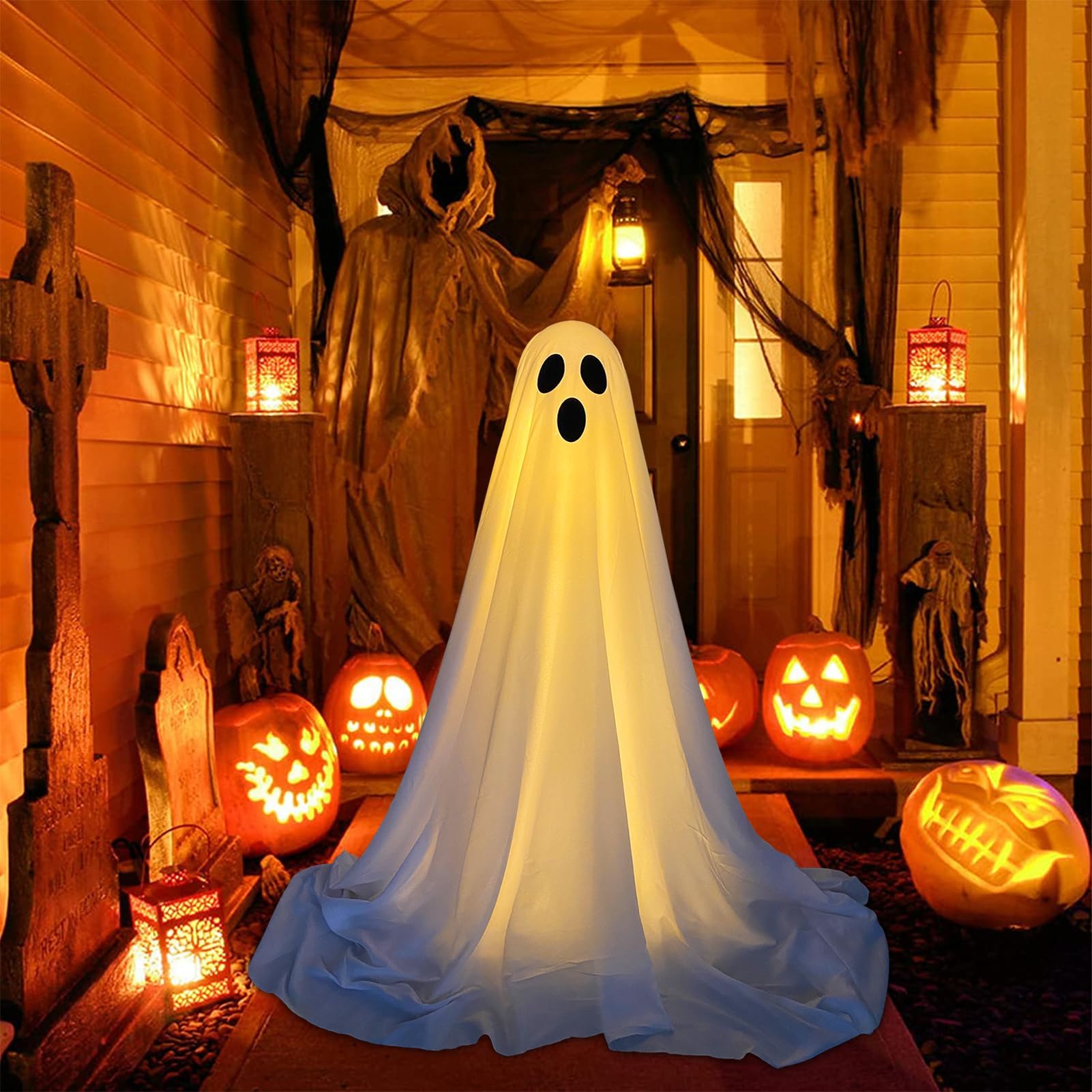 Amazon.co.jp: ハロウィン 飾り お化け屋敷 幽霊 2個セット LED