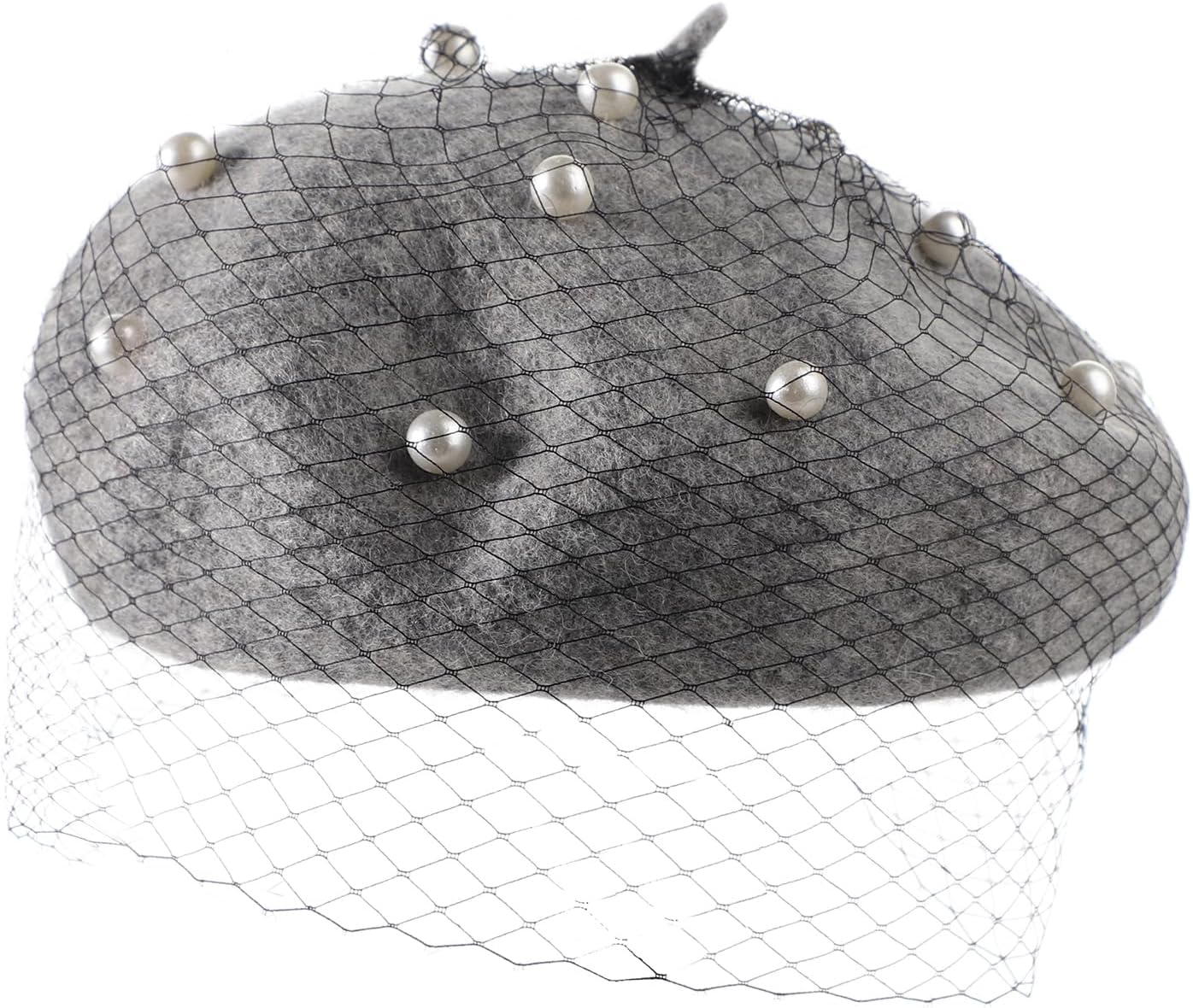 SIQITECHNO Berets Hat with Pearl French Beret Hats for Women Beret with Mesh Solid Color Hat for Winter Gift for Women